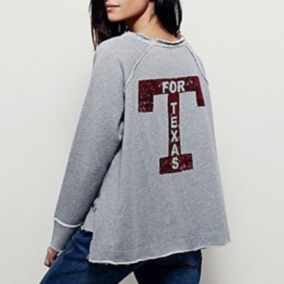 Free People Tops - Free People Texas Sweatshirt Distressed Oversized